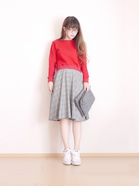 「FRAY I.D（フレイアイディー）のアイテム（クラッチバッグ）」を使った、まいさん（レディース・164cm）の秋コーディネート