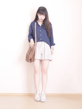 「OZOC（オゾック）のアイテム（パンツ）」を使った、まいさん（レディース・164cm）の春コーディネート