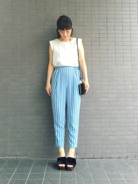 「アイテム（パンプス、ブルー系）」を使った、まいさん（レディース・164cm）の夏コーディネート