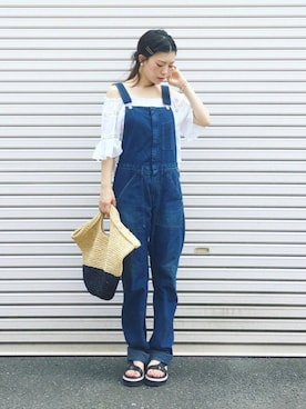 「ADAM ET ROPE'（アダムエロペ）のアイテム（オールインワン・サロペット）」を使った、まいさん（レディース・164cm）の夏コーディネート