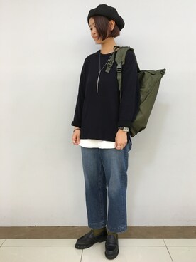「RAGEBLUE（レイジブルー）のアイテム（ハンチング/ベレー帽）」を使った、まえちひさん（レディース・167cm）の秋コーディネート