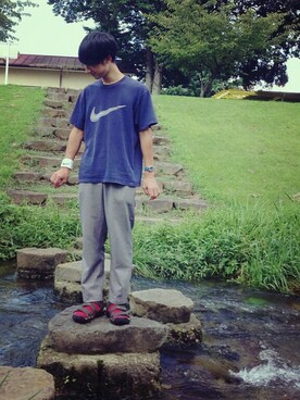 「アイテム（バングル/リストバンド）」を使った、Junさん（メンズ・170cm・10代）の夏コーディネート