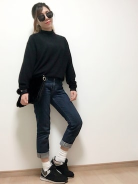 「沖縄」｜「アイテム（クラッチバッグ）」を使った、sayaさん（レディース・158cm）の冬コーディネート