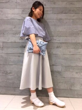 「ラッフルスリーブ」｜「アイテム（バッグ）」を使った、ﾖｳｺ ｱﾔﾅさん（レディース・154cm）の春コーディネート