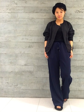 「ノーカラー」｜「アイテム（ハンチング/ベレー帽）」を使った、ﾖｳｺ ｱﾔﾅさん（レディース・154cm）の夏コーディネート