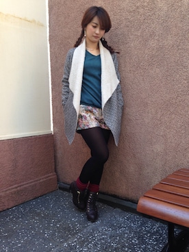 「USJ」｜「アイテム（ムートンコート）」を使った、めーちゃんさん（レディース・158cm）の冬コーディネート