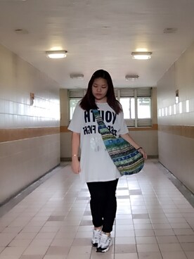 「NET（ネット）のアイテム（シャツワンピース）」を使った、Muna.Cさん（レディース・164cm）の秋コーディネート