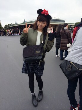 「アイテム（ナイロンジャケット、グリーン系）」を使った、KIHOさん（レディース・155cm）の夏コーディネート