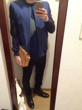 「STUDIOUS（ステュディオス）のアイテム（ミリタリージャケット）」を使った、RYOさん（メンズ・167cm）の秋コーディネート