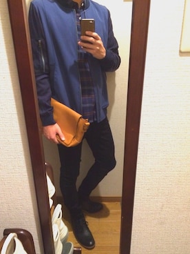 「STUDIOUS（ステュディオス）のアイテム（ミリタリージャケット）」を使った、RYOさん（メンズ・167cm）の秋コーディネート
