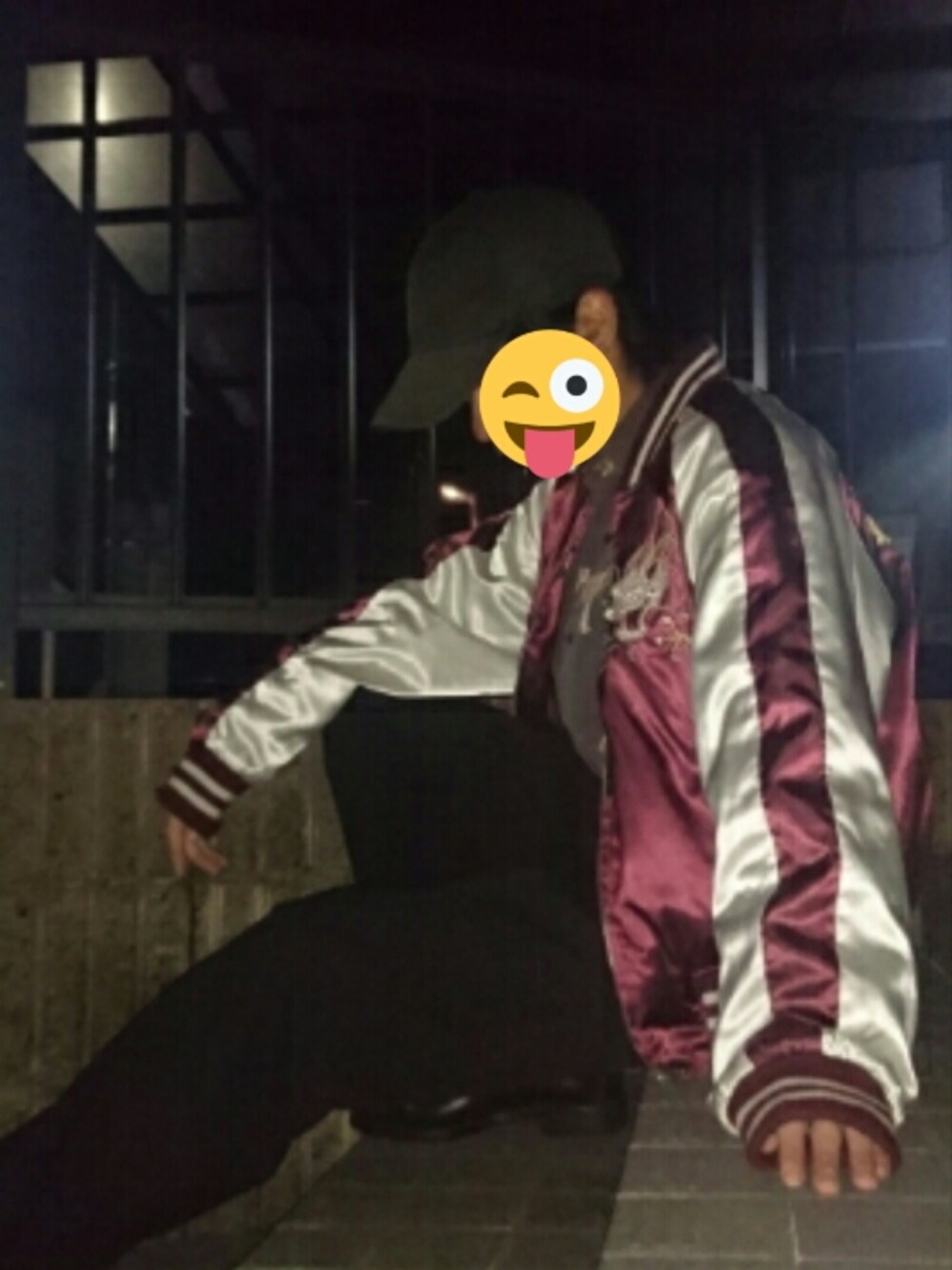 「スカジャン、古着、used、HARUTA、ローファー、NARACAMICIE、ナラカミーチェ、シャツ、犬柄」｜「usedのアイテム（キャップ、ブラック系）」を使った、TAKEO-Yさん（メンズ・164cm）の秋コーディネートの1枚目の写真