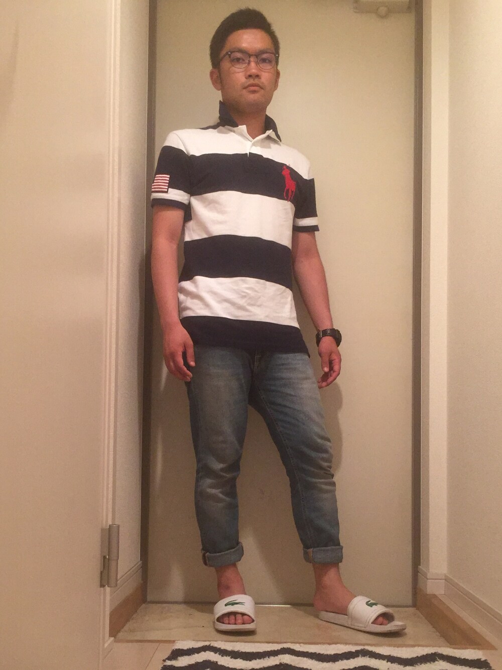 「休日スタイル、ポロシャツ、デニム、ベナッシ」｜「POLO RALPH LAURENのアイテム（ポロシャツ、その他）」を使った、ko-sukeさん（メンズ・163cm）の秋コーディネートの1枚目の写真