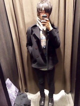 「アイテム（ピーコート）」を使った、アカツノさん（メンズ・175cm・10代）の秋コーディネート