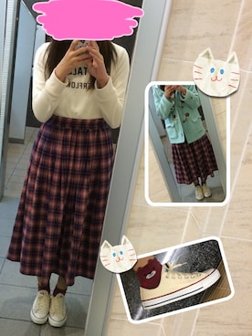 「水色」｜「アイテム（ダッフルコート）」を使った、みーわさん（レディース・163cm）の冬コーディネート