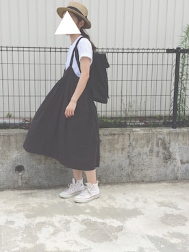 「白いスニーカー」｜「アイテム（ワンピース/ドレス）」を使った、a**koさん（レディース・157cm）の夏コーディネート
