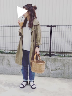 「teva」｜「アイテム（チェスターコート）」を使った、a**koさん（レディース・157cm）の春コーディネート
