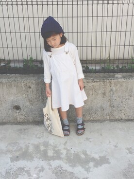 「TODAY'S SPECIAL（トゥデイズスペシャル）のMARCHE BAG/マルシェバッグ（エコバッグ/サブバッグ）」を使った、a**koさん（キッズ・123cm）の春コーディネート