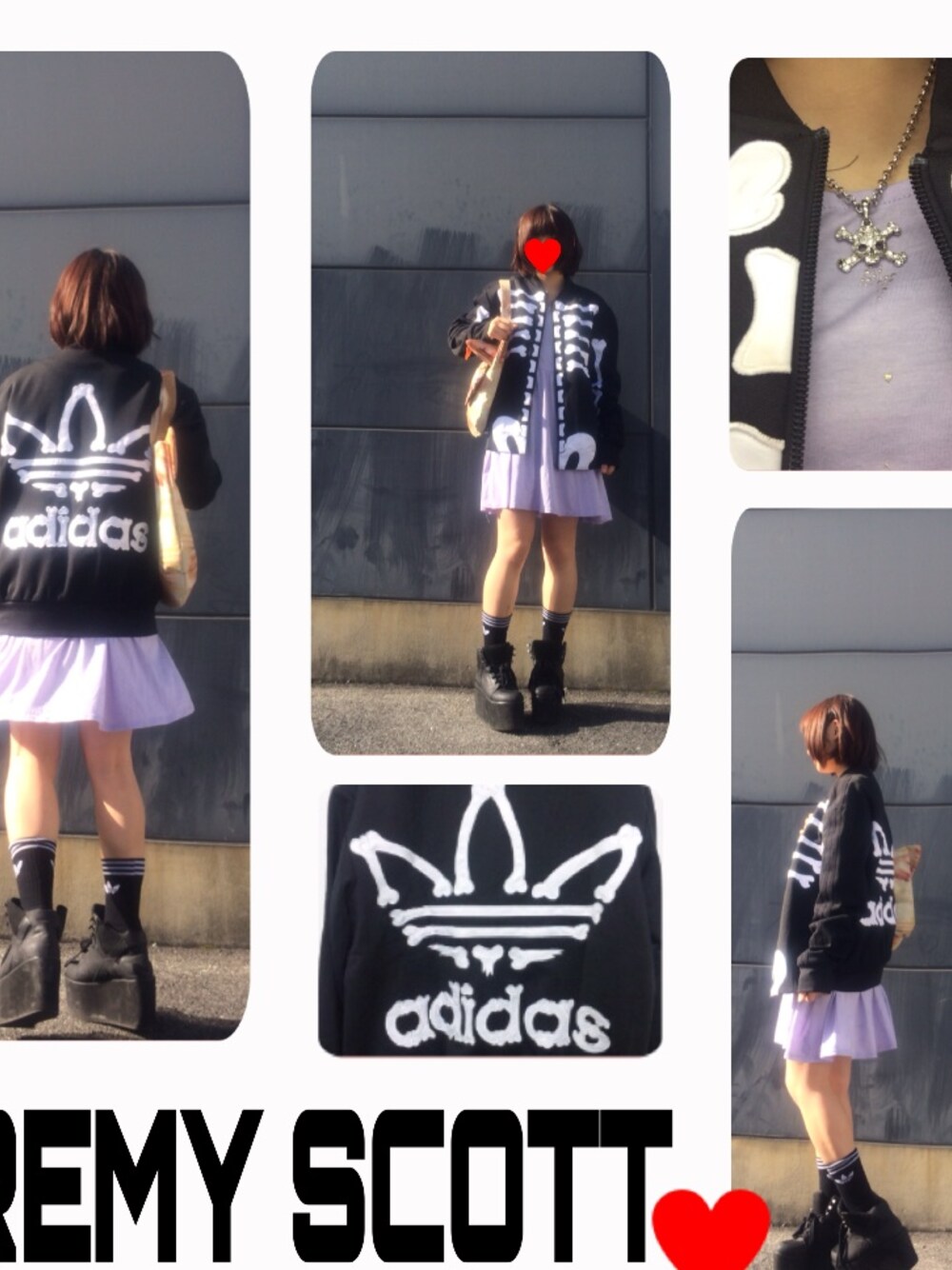「ジャージ、Vivienne Westwood、ラインソックス、JEREMY SCOTT、adidas Originals by JEREMY SCOTT、adidas originals、アディダスオリジナルス、甘辛mix、3rd by VANQUISH、甘辛コーデ」｜「3rd by VANQUISHのアイテム（スニーカー、ブラック系）」を使った、_さん（レディース・155cm）の春コーディネートの1枚目の写真