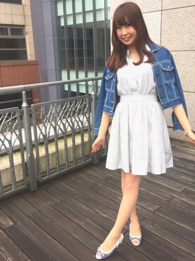 「DIANA」｜「アイテム（デニムジャケット）」を使った、ayakaさん（レディース・168cm）の春コーディネート