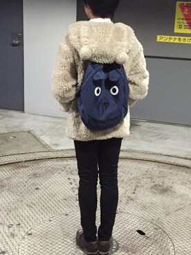 「アイテム（バックパック/リュック、ブルー系）」を使った、ちどりさん（メンズ・170cm）の秋コーディネート