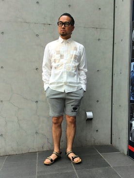 「スウェット×シャツ」｜KOBAYASHIさん（メンズ・176cm）の夏コーディネート