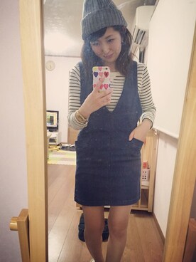 「FREE'S MART（フリーズマート）のアイテム（サロペット/オーバーオール）」を使った、ｍｉｈｏさん（レディース・157cm）の冬コーディネート