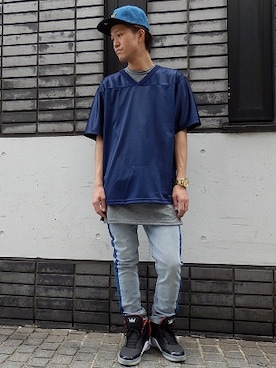 「cheap monday」｜「アイテム（ジャージ）」を使った、WARPさん（メンズ・175cm）の夏コーディネート