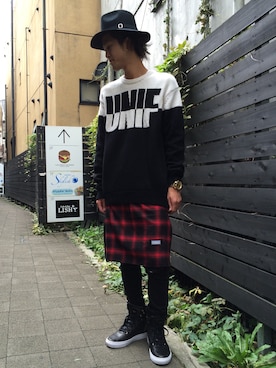 「UNIF（ユニフ）のアイテム（ニット/セーター）」を使った、WARPさん（メンズ・175cm）の秋コーディネート