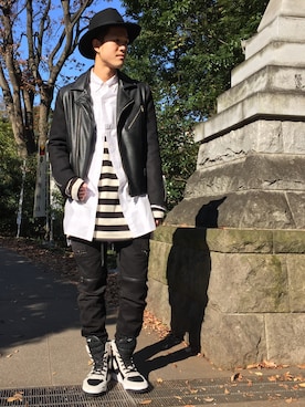 「SCALA（スカラ）のアイテム（帽子）」を使った、WARPさん（メンズ・175cm）の冬コーディネート