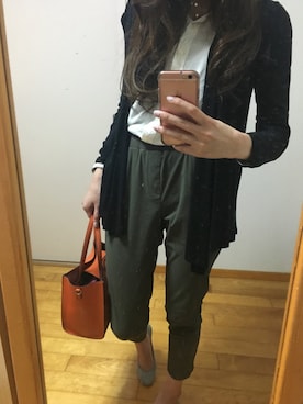 「アイテム（トートバッグ、オレンジ系）」を使った、さとみんさん（レディース・158cm）の春コーディネート