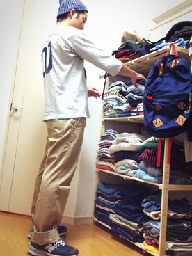「NEWBALANCE」｜「アイテム（ニットキャップ/ビーニー）」を使った、yoshiさん（メンズ・175cm）の秋コーディネート