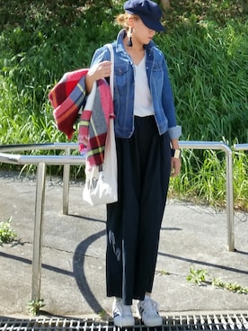 「TODAYFUL（トゥデイフル）のVintageトートバッグ（トートバッグ）」を使った、SHOさん（レディース・164cm）の秋コーディネート