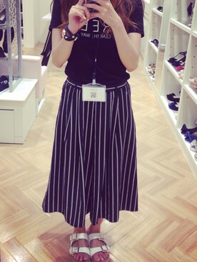 「RANDA（ランダ）のアイテム（サンダル、ホワイト系）」を使った、りぃさん（レディース・155cm）の夏コーディネート