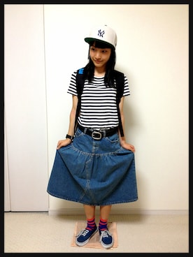 「ジャパンブルー」｜「アイテム（キャップ）」を使った、百音さん（レディース・153cm）の夏コーディネート