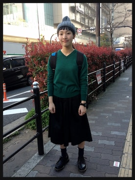 「Dr. Martens（ドクターマーチン）のDr.Martens (ドクターマーチン)/1461 3EYE GIBSON SHOES（その他シューズ）」を使った、百音さん（レディース・153cm）の春コーディネート