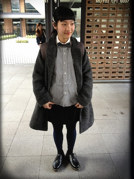 「おめかしコーデ」｜「アイテム（チェスターコート）」を使った、百音さん（レディース・153cm）の春コーディネート