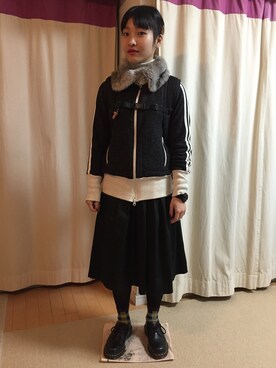 「Dr. Martens（ドクターマーチン）のDr.Martens (ドクターマーチン)/1461 3EYE GIBSON SHOES（その他シューズ）」を使った、百音さん（レディース・153cm）の冬コーディネート