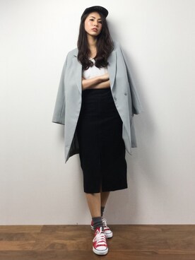 「DRWCYS（ドロシーズ）のアイテム（チェスターコート）」を使った、yuさん（レディース・167cm）の春コーディネート