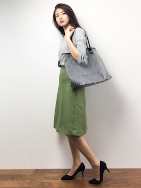 「L.H.P（エルエイチピー）のアイテム（トートバッグ）」を使った、yuさん（レディース・167cm）の春コーディネート
