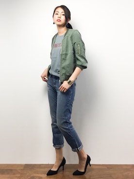 「URBAN RESEARCH（アーバンリサーチ）のアイテム（MA-1）」を使った、yuさん（レディース・167cm）の春コーディネート