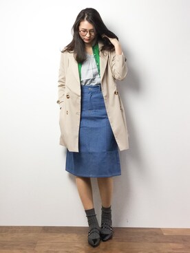「archives（アルシーヴ）のアイテム（トレンチコート）」を使った、yuさん（レディース・167cm）の春コーディネート
