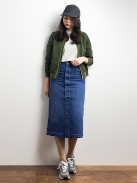 「green label relaxing（グリーンレーベルリラクシング）のアイテム（MA-1）」を使った、yuさん（レディース・167cm）の春コーディネート