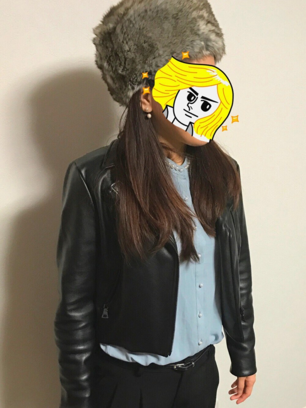 「エモダ、秋のコーデ、シンプル、大人コーデ、甘辛mix、プチプラ、プチプラMIX、昔の服、ロシア帽、ファー」｜「OVERRIDEのアイテム（帽子、ベージュ系）」を使った、たかみんさん（レディース・162cm）の秋コーディネートの1枚目の写真