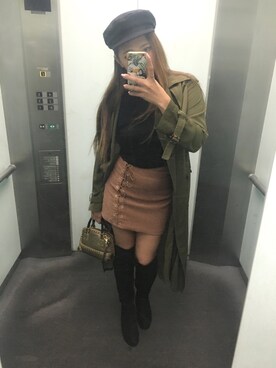 「アイテム（トレンチコート、グリーン系）」を使った、AKABANE AKANEさん（レディース・161cm）の秋コーディネート