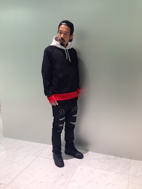 「フード」｜西村 貴大さん（メンズ・173cm）の秋コーディネート