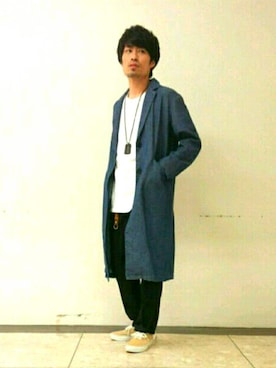 「BACK NUMBER（バックナンバー）のアイテム（チェスターコート）」を使った、YAMATOさん（メンズ・167cm）の夏コーディネート