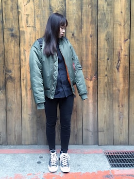 「PROVIDERのアイテム」を使った、TZU-HUI,SUNさん（レディース・158cm）の冬コーディネート