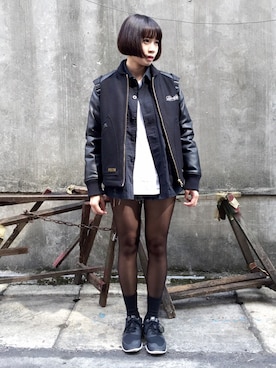 「B-SIDE（ビーサイド）のアイテム（その他アウター）」を使った、TZU-HUI,SUNさん（レディース・158cm）の冬コーディネート