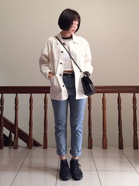 「PROVIDERのアイテム（ジャケット/アウター）」を使った、TZU-HUI,SUNさん（レディース・158cm）の春コーディネート