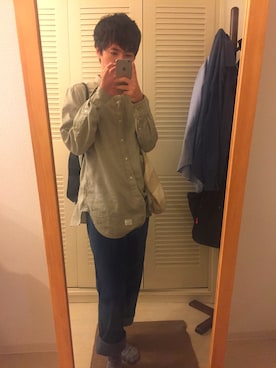 「Utility Garments（ユーティリティガーメンツ）のアイテム」を使った、Nishimura Kentoさん（メンズ・169cm）の秋コーディネート